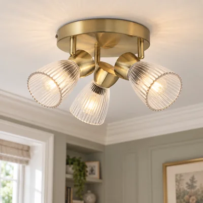 Pagazzi Best Gold 3 Light Round Glass Ceiling Light