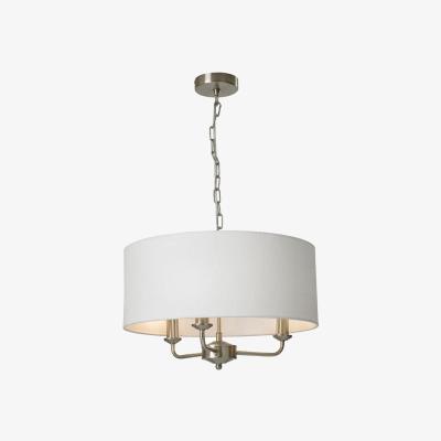 Pagazzi Grantham 3 Light Satin Nickel & White Pendant Ceiling Light