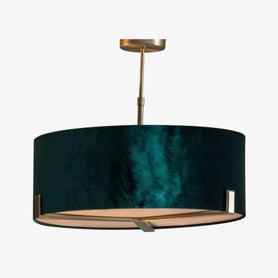 Pagazzi Hayfield 3 Light Antique Brass & Green Velvet Ceiling Light