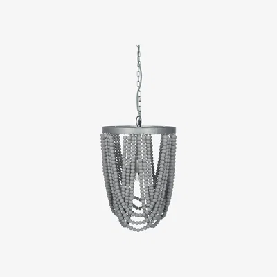 Pagazzi Bonneval 1 Light Grey Wash Wood Bead Pendant Ceiling Light