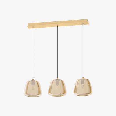 Pagazzi Albarino 3 Light Brass and Amber Ceiling Pendant