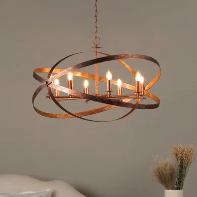 Pagazzi Nitya 8 Light Mottled Copper Pendant Ceiling Light