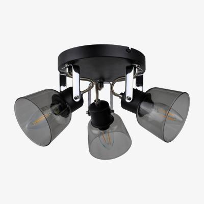 Pagazzi Zach Black 3 Light Spotlight Plate with Glass Shade