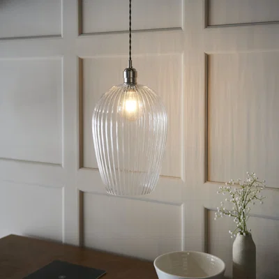 Pagazzi Ribbed Large Pendant Bright Nickel