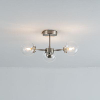 Pagazzi Niva 3-Light Satin Nickel Clear Glass Semi-Flush Ceiling Light