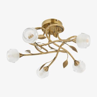Pagazzi Maywood 5 Light Semi Flush Ceiling Light Antique Brass