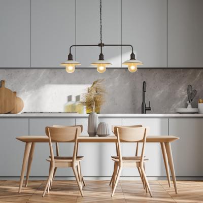 Pagazzi Kestle White Enamel Finish 3 Light Diner Bar Pendant