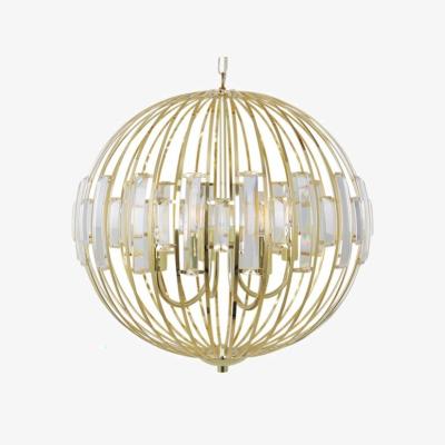 Pagazzi Noemi Polished Brass &amp; Crystal Ceiling Pendant