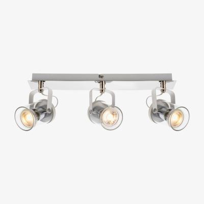 Pagazzi Errol 3 Light Polished Chrome and White Bar Spotlight Ceiling Light with Glass Shades