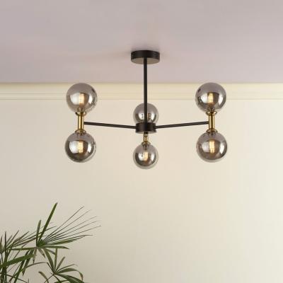Pagazzi Loxley 6 Light Black & Gold Semi Flush Ceiling Light