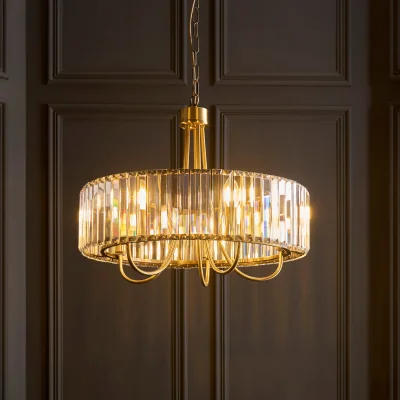 Pagazzi Visconti 5 Light Antique Brass & Clear Glass Ceiling Light