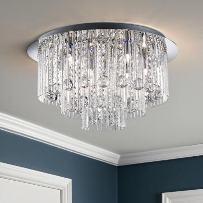 Pagazzi Beatrix 8 Light Chrome and Crystal Flush Ceiling Light