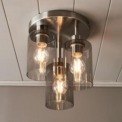 Pagazzi Kingsholm 3 Light Satin Nickel Semi Flush Ceiling Light