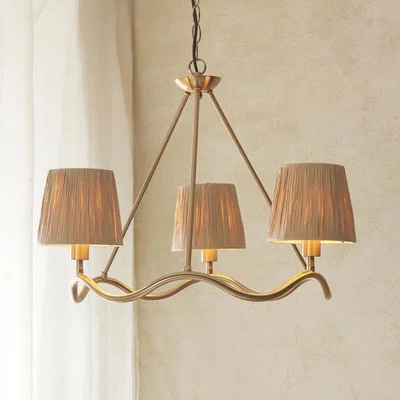 Pagazzi Wriggle 3 Light Brass Pendant Ceiling Light