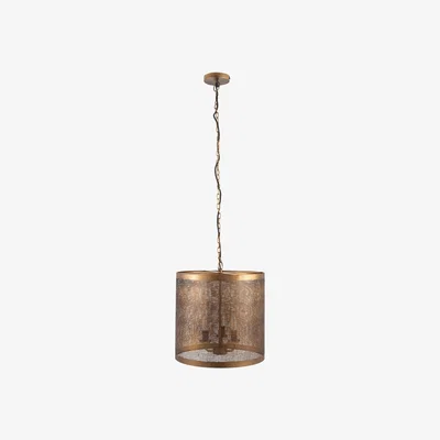 Pagazzi Loom 3 Light Antique Brass Mesh Pendant Ceiling Light
