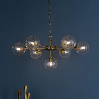 Pagazzi Ophelia 7-Light Warm Brass and Glass Pendant