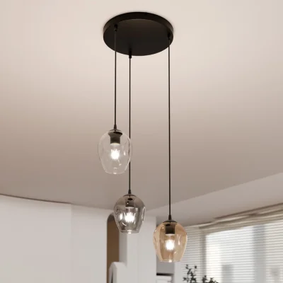 Pagazzi Istar 3 Light Pendant Black, Graphite & Amber