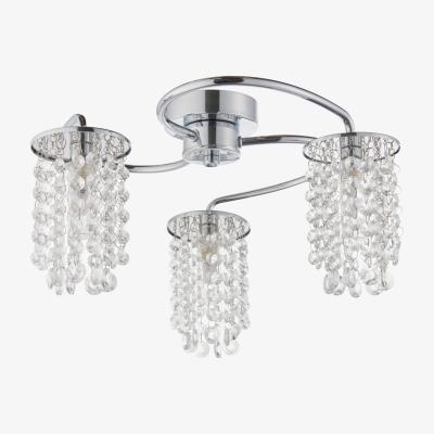 Pagazzi Felecia 3 Light Polished Chrome Semi Flush Ceiling Light with Crystal Detailing