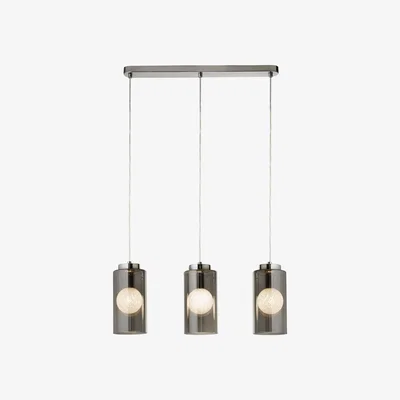 Pagazzi Zoya 3 Light Polished Chrome Ceiling Bar Light with Smoked Glass Shades