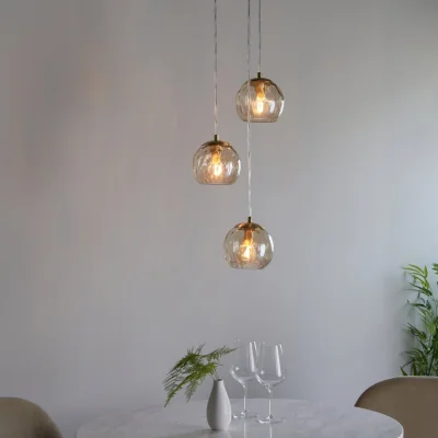 Pagazzi Dimple 3 Light Pendant Brushed Gold