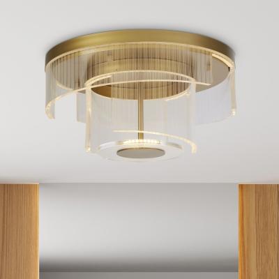Pagazzi Deco Gold & Clear LED Flush Ceiling Light