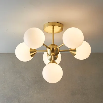 Pagazzi Oscar 6 Light Semi Flush Brushed Gold