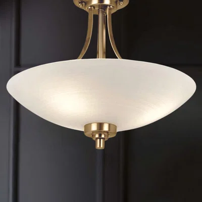 Pagazzi Welles Antique Brass and Glass Semi-Flush Ceiling Light