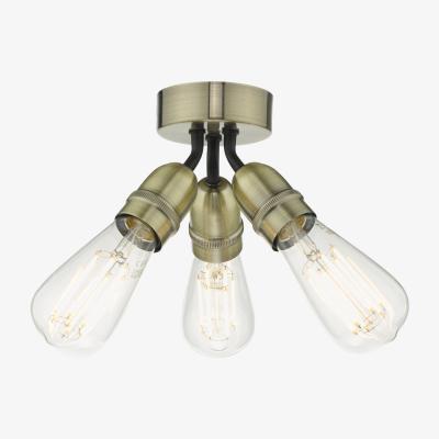 Pagazzi Yao 3 Light Flush Antique Brass Ceiling Light