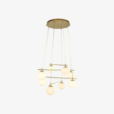 Pagazzi Kris Cross Gold and Opal Glass 8 Light Pendant Ceiling Light