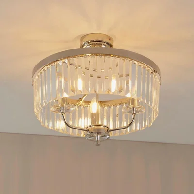 Pagazzi Chesterfield 3 Light Silver & Glass Semi Flush Ceiling Light