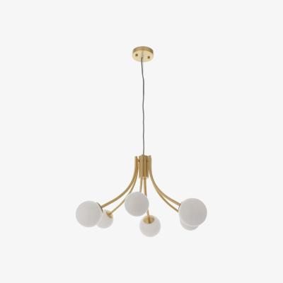 Pagazzi Bloom 6 Light Satin Brass & Opal Ceiling Pendant
