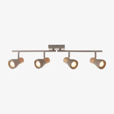 Pagazzi Stoneleigh 4 Concrete and Wood Effect Spotlight  Bar Ceiling Light