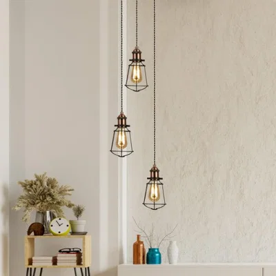 Pagazzi Burns 3 Light Copper & Black Ceiling Pendant