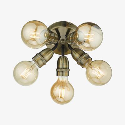 Pagazzi Yao 5 Light Flush Antique Brass Ceiling Light