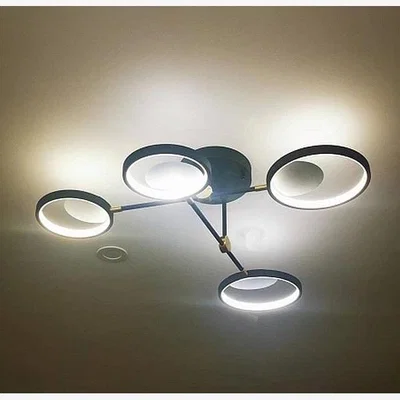 Quatropi Modern LED Ceiling Light Fitting - Modern Black & Gold Metal Ring Lights