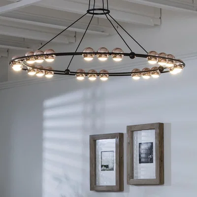 Quatropi Contemporary Ring Shape Chandelier Ceiling Light - Modern Black Pendant 85cm