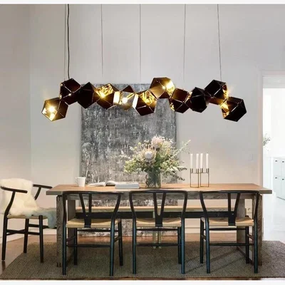 Quatropi Black Metal Modern Geometric Ceiling Pendant Light - 12 Light Chandelier