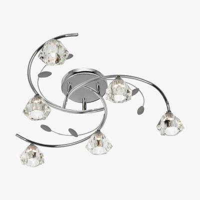 The Range Sierra 6 Light Multi Arm Ceiling Semi Flush Light Chrome and Glass, G9 - Chrome