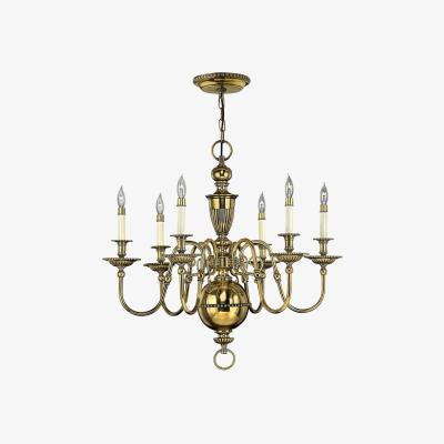 The Range Cambridge 6 Light Chandelier Polished Brass Finish, E14 - Burnished Brass