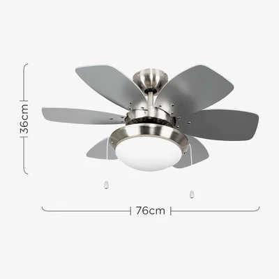 The Range Chrome 30" Modern Ceiling Fan With Light And Reversible Blades - Silver