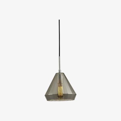 The Range Markus Medium Cone Ceiling Pendant E27 Polished Chrome, Smoke Black Glass - Polished Chrome