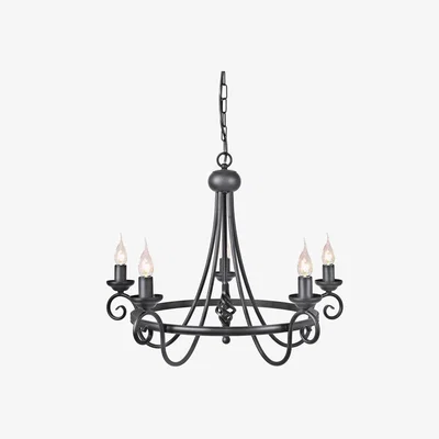 The Range Harlech 5 Light Chandelier Black Finish - Black