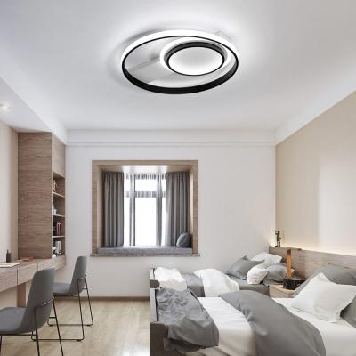 The Range Round LED Semi Flush Light (Black frame) - Black / Cool White