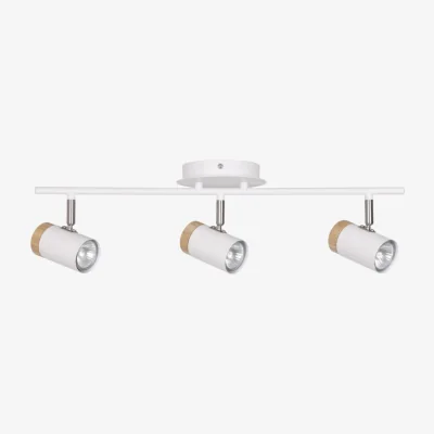 The Range Stratton 3lt Ceiling Spotlight - White With Wood Detail