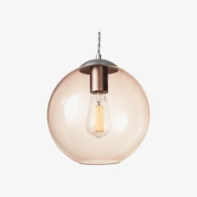 The Range Huey Globe Glass Ceiling Pendant Light - Smoke, Pewter