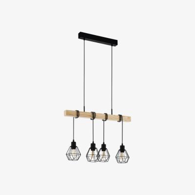 The Range EGLO Townshend 5 Black  Oak 4-Light Pendant - Black