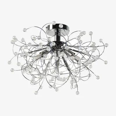 The Range Burst Flush Ceiling Light - Polished Chrome Plate And Clear Beaded Acrylic