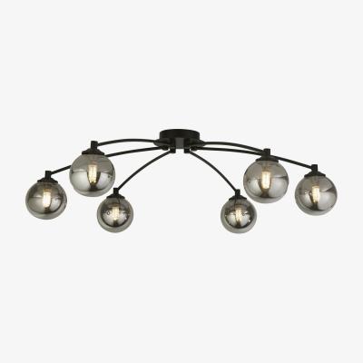 The Range Smoke and Black 6 Light Ceiling Fitting  - Black