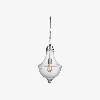 The Range Cairo 1 Light Pendant Satin Silver, Glass Shade, E27 - Satin Silver