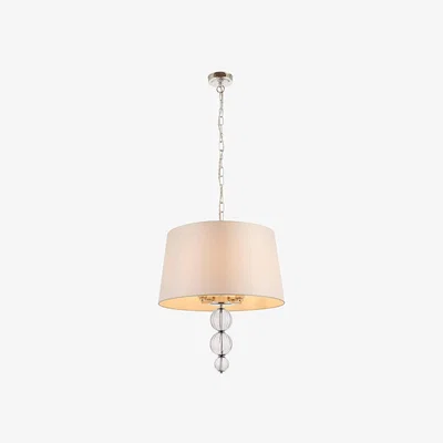 The Range Darlaston 4 Light Ceiling Pendant Polished Nickel Single Marble Silk Shade - Polished Nickel Plate